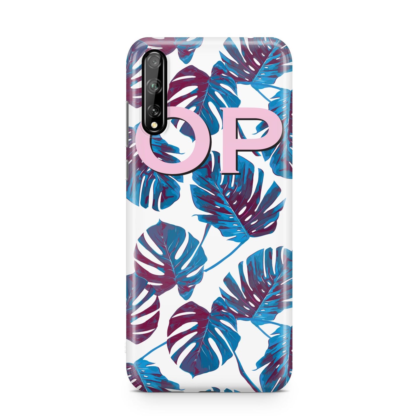 Personalised Blue Monstera Leaves Huawei Enjoy 10s Phone Case