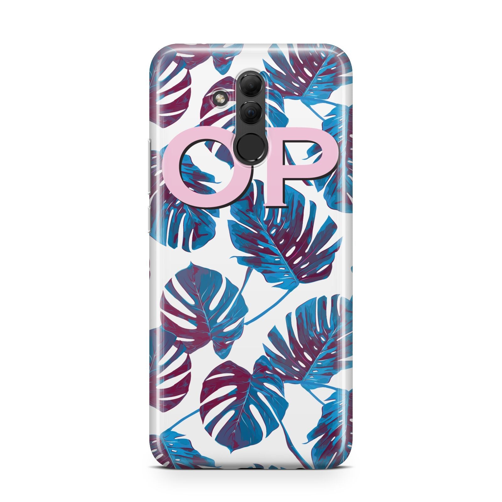 Personalised Blue Monstera Leaves Huawei Mate 20 Lite