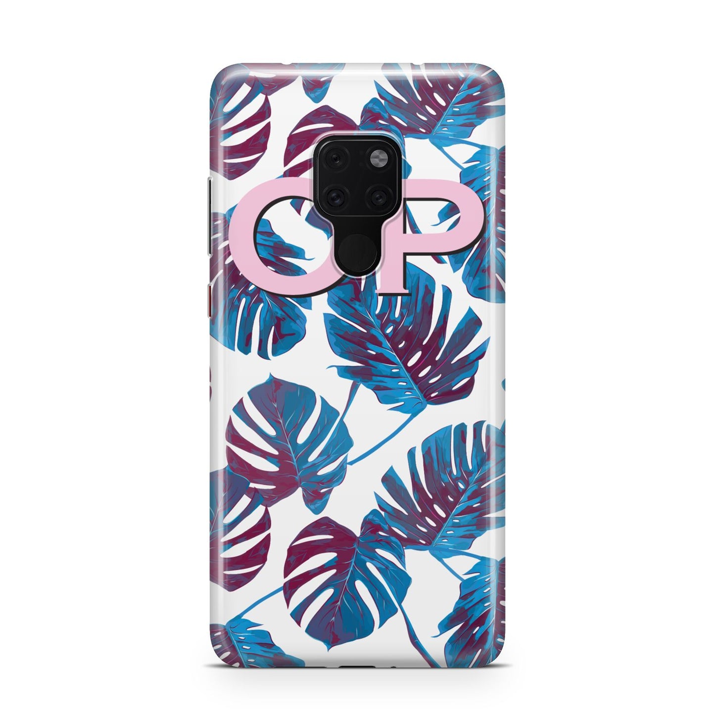 Personalised Blue Monstera Leaves Huawei Mate 20 Phone Case