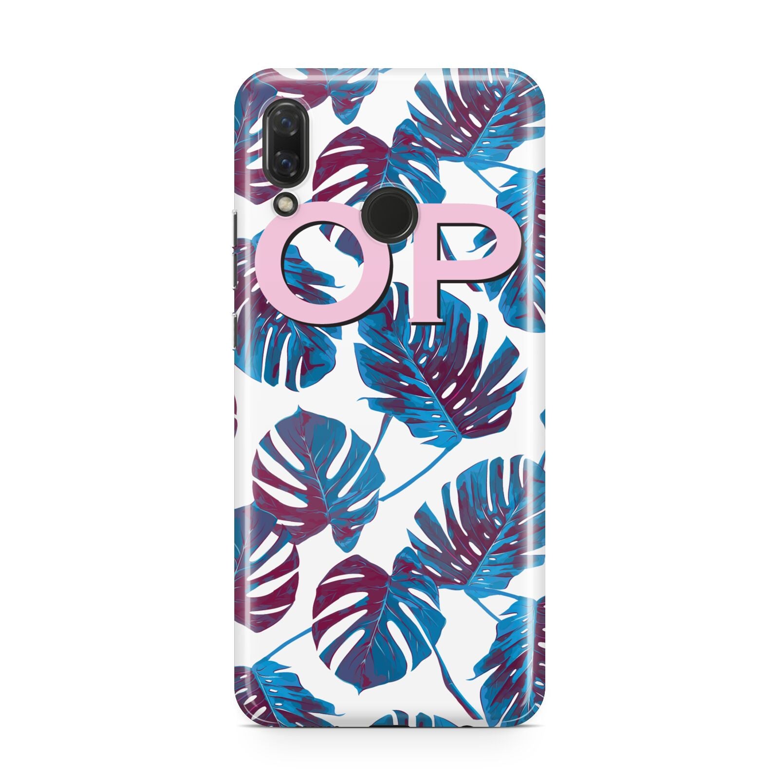 Personalised Blue Monstera Leaves Huawei Nova 3 Phone Case