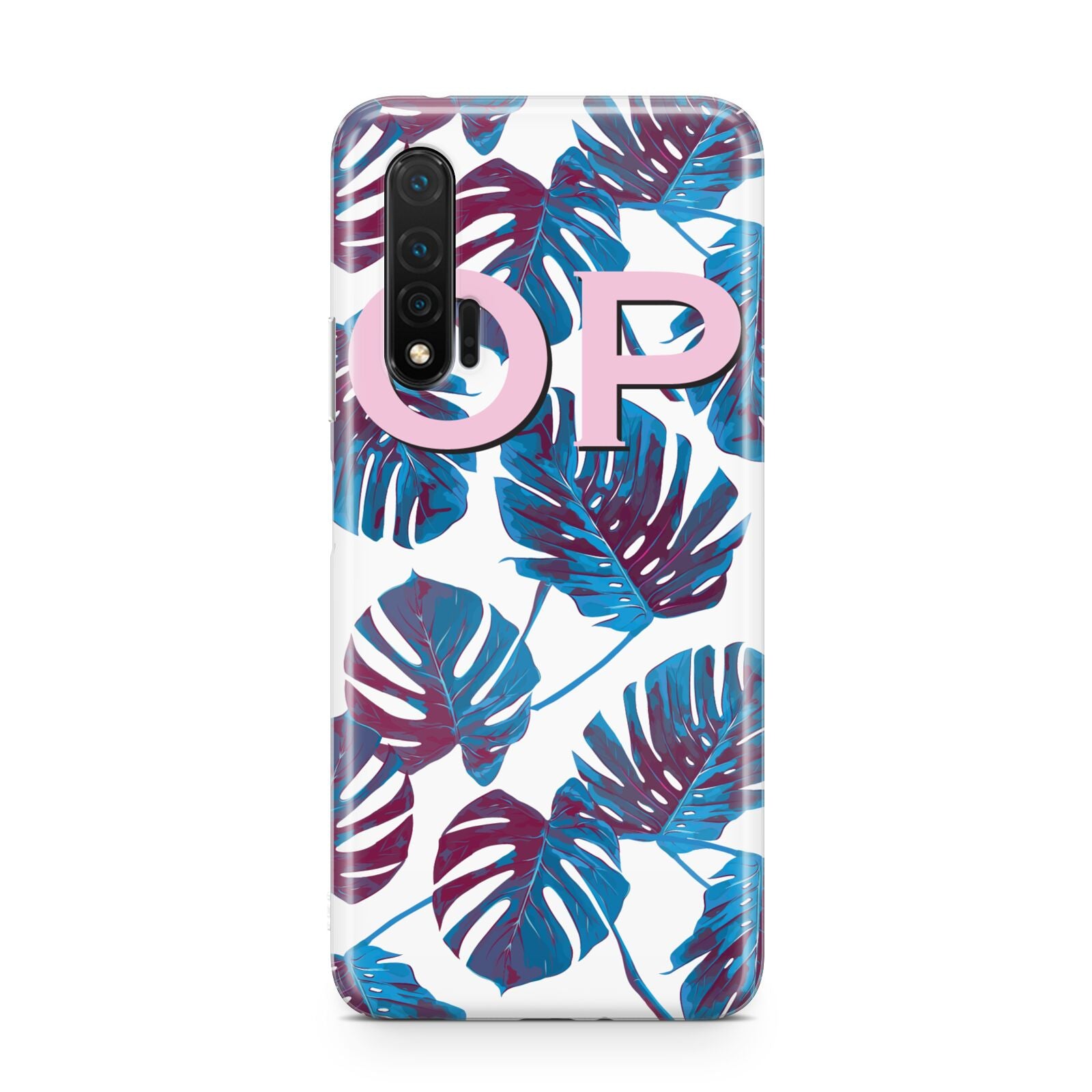 Personalised Blue Monstera Leaves Huawei Nova 6 Phone Case