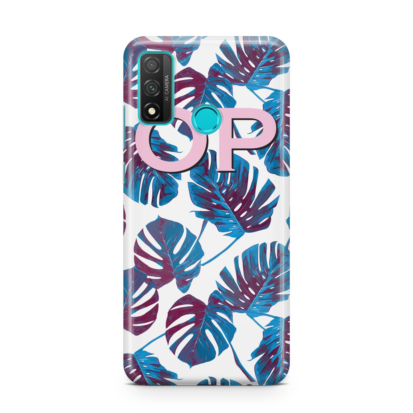 Personalised Blue Monstera Leaves Huawei P Smart 2020