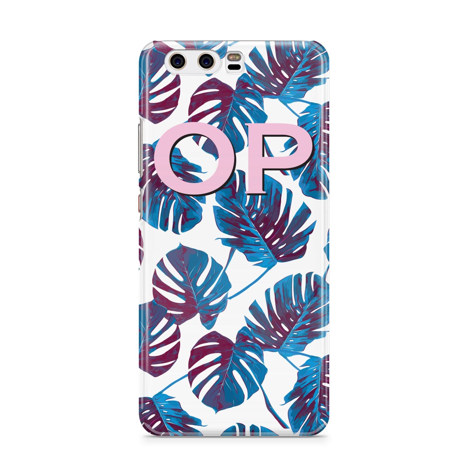 Personalised Blue Monstera Leaves Huawei P10 Phone Case