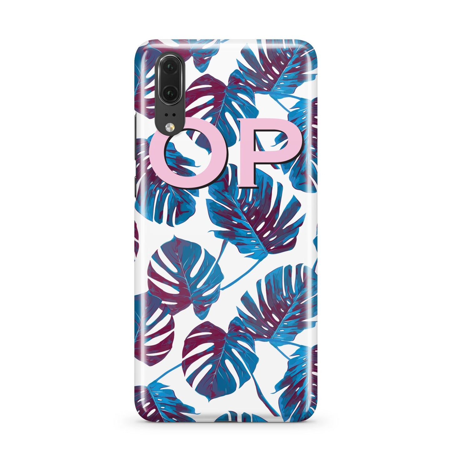 Personalised Blue Monstera Leaves Huawei P20 Phone Case