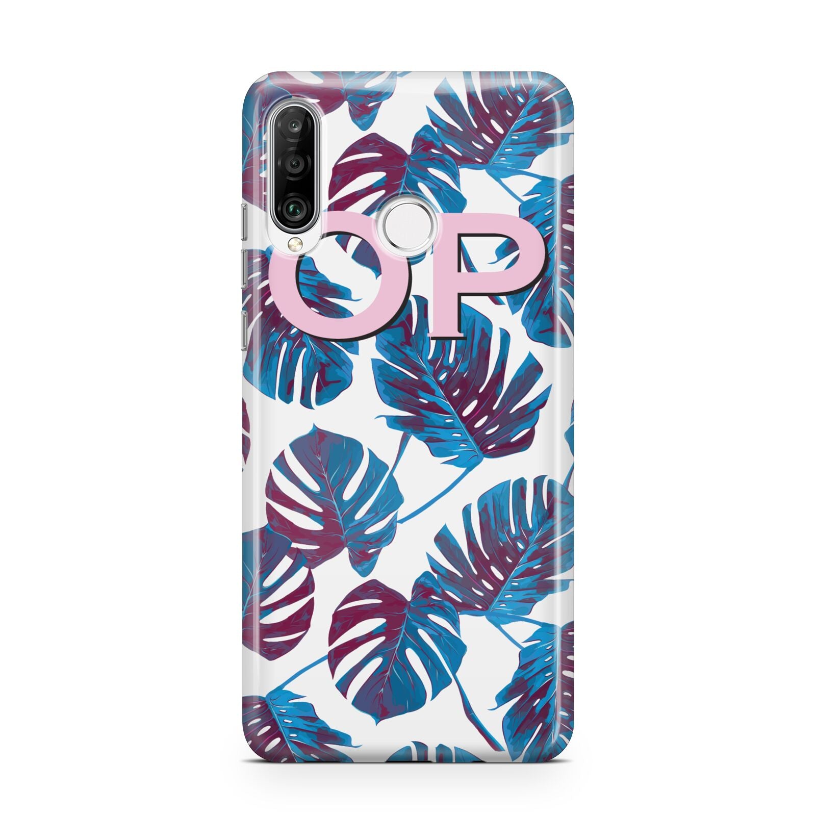 Personalised Blue Monstera Leaves Huawei P30 Lite Phone Case