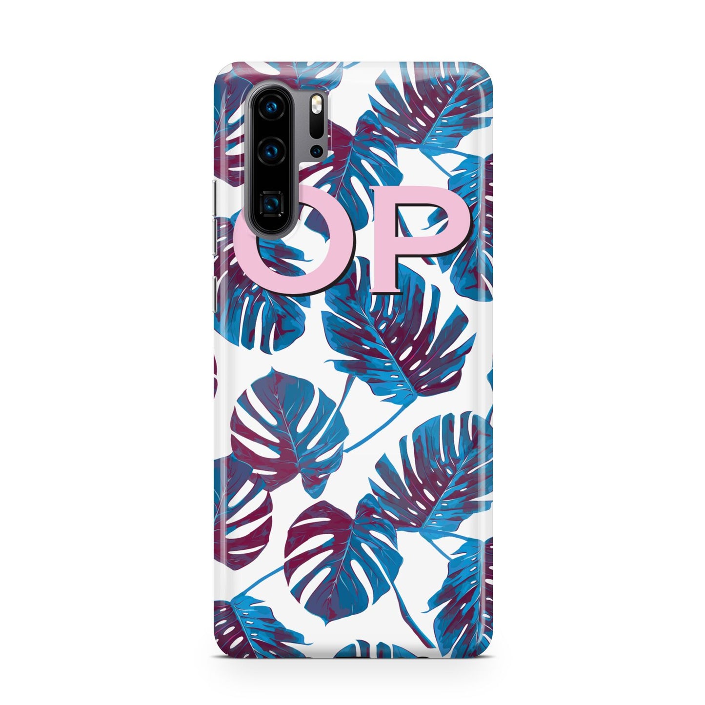 Personalised Blue Monstera Leaves Huawei P30 Pro Phone Case