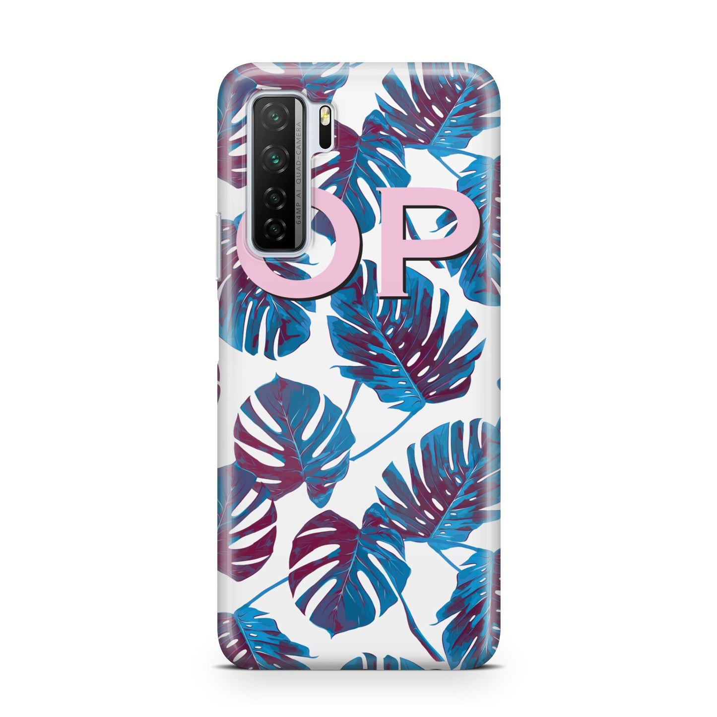 Personalised Blue Monstera Leaves Huawei P40 Lite 5G Phone Case