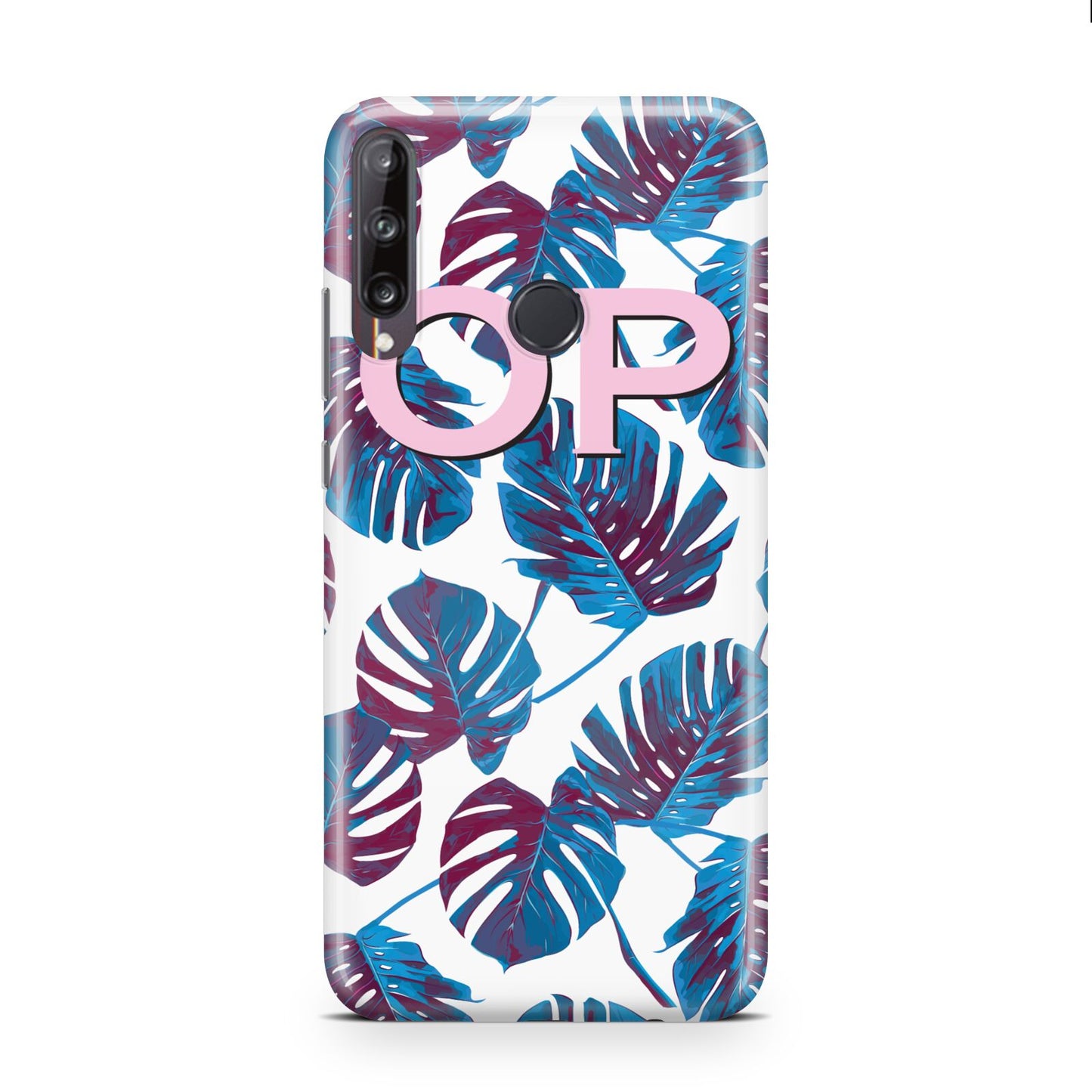 Personalised Blue Monstera Leaves Huawei P40 Lite E Phone Case