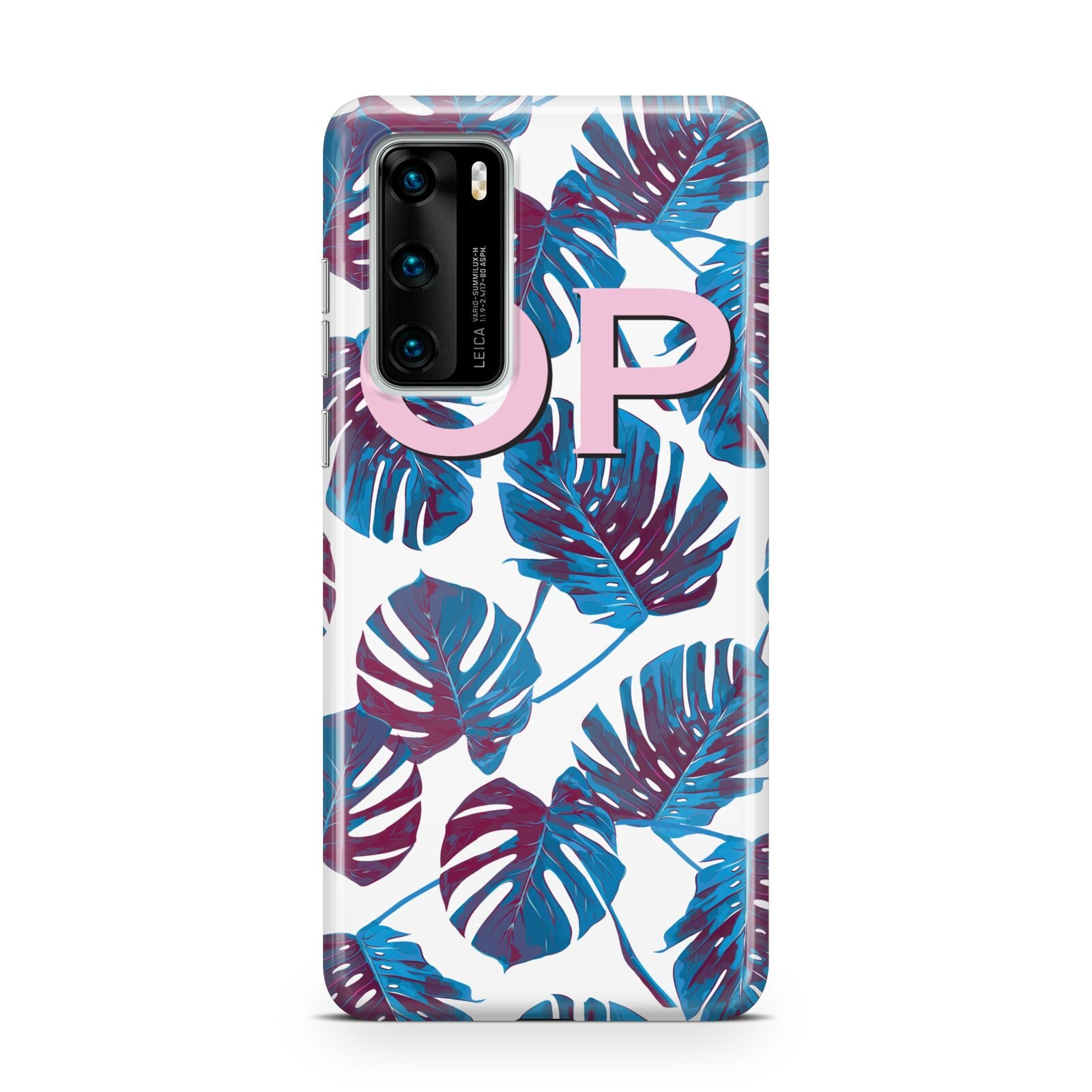 Personalised Blue Monstera Leaves Huawei P40 Phone Case