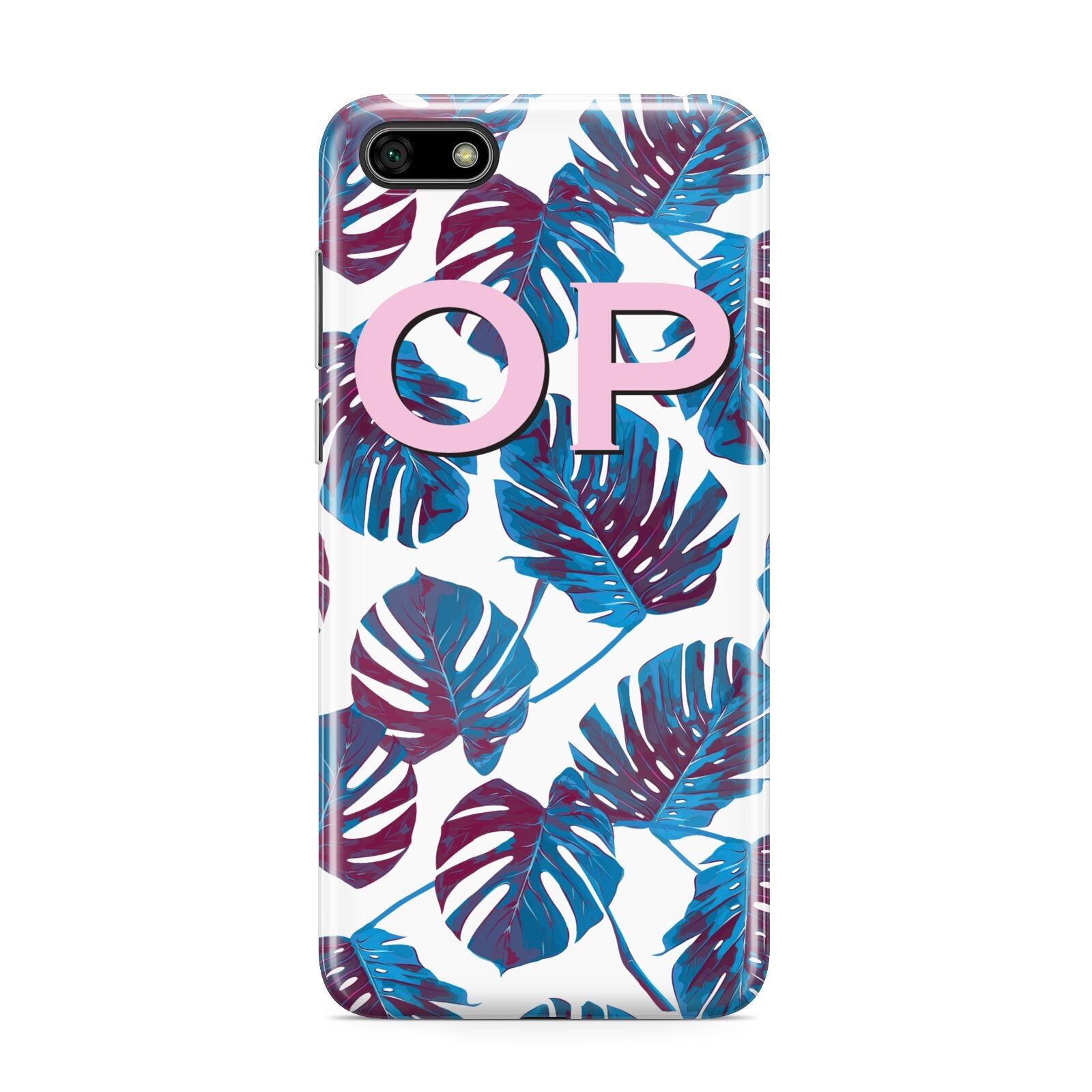 Personalised Blue Monstera Leaves Huawei Y5 Prime 2018 Phone Case