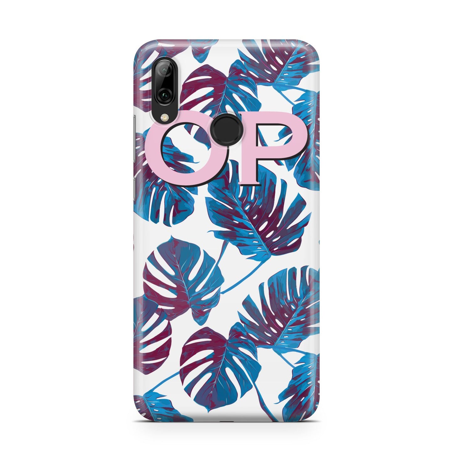 Personalised Blue Monstera Leaves Huawei Y7 2019