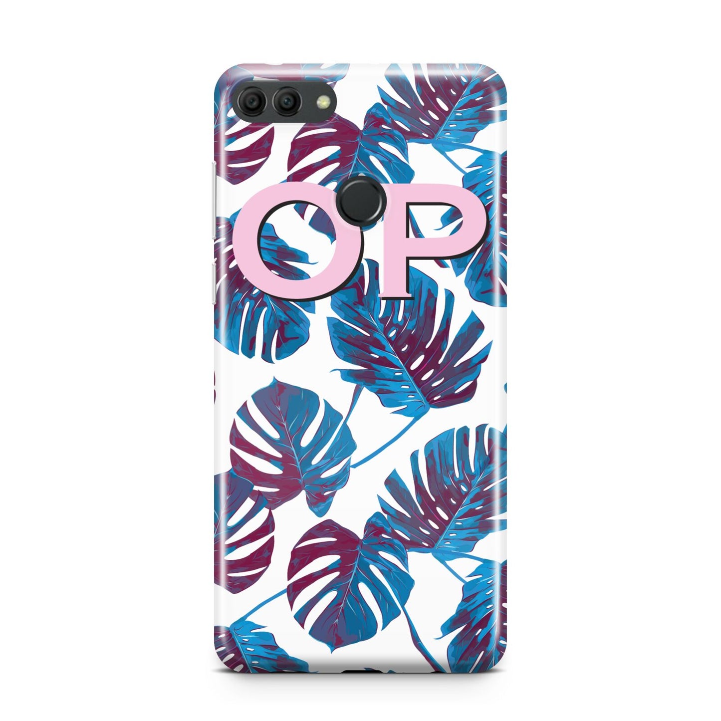 Personalised Blue Monstera Leaves Huawei Y9 2018