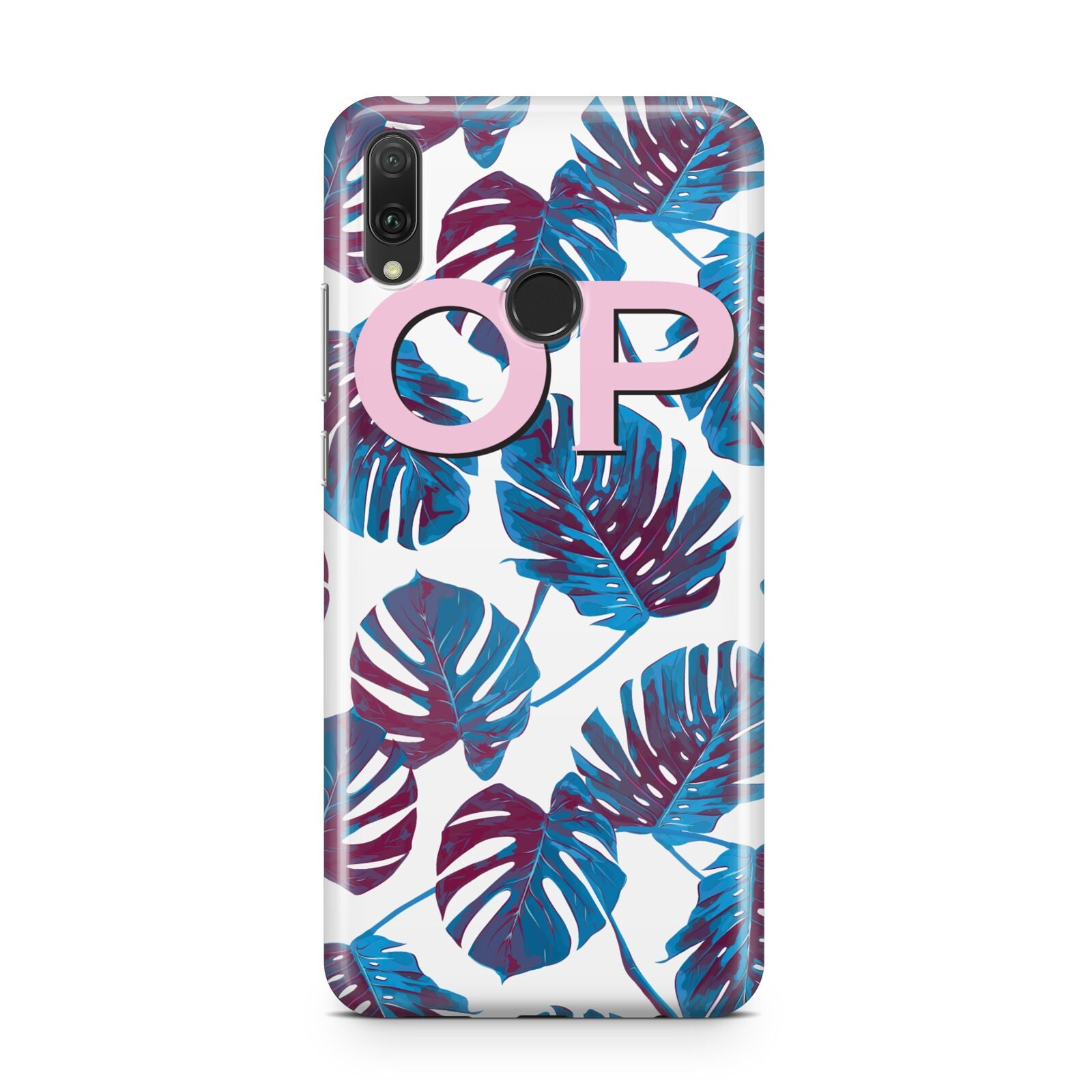 Personalised Blue Monstera Leaves Huawei Y9 2019