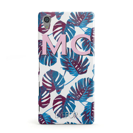 Personalised Blue Monstera Leaves Sony Xperia Case.jpg