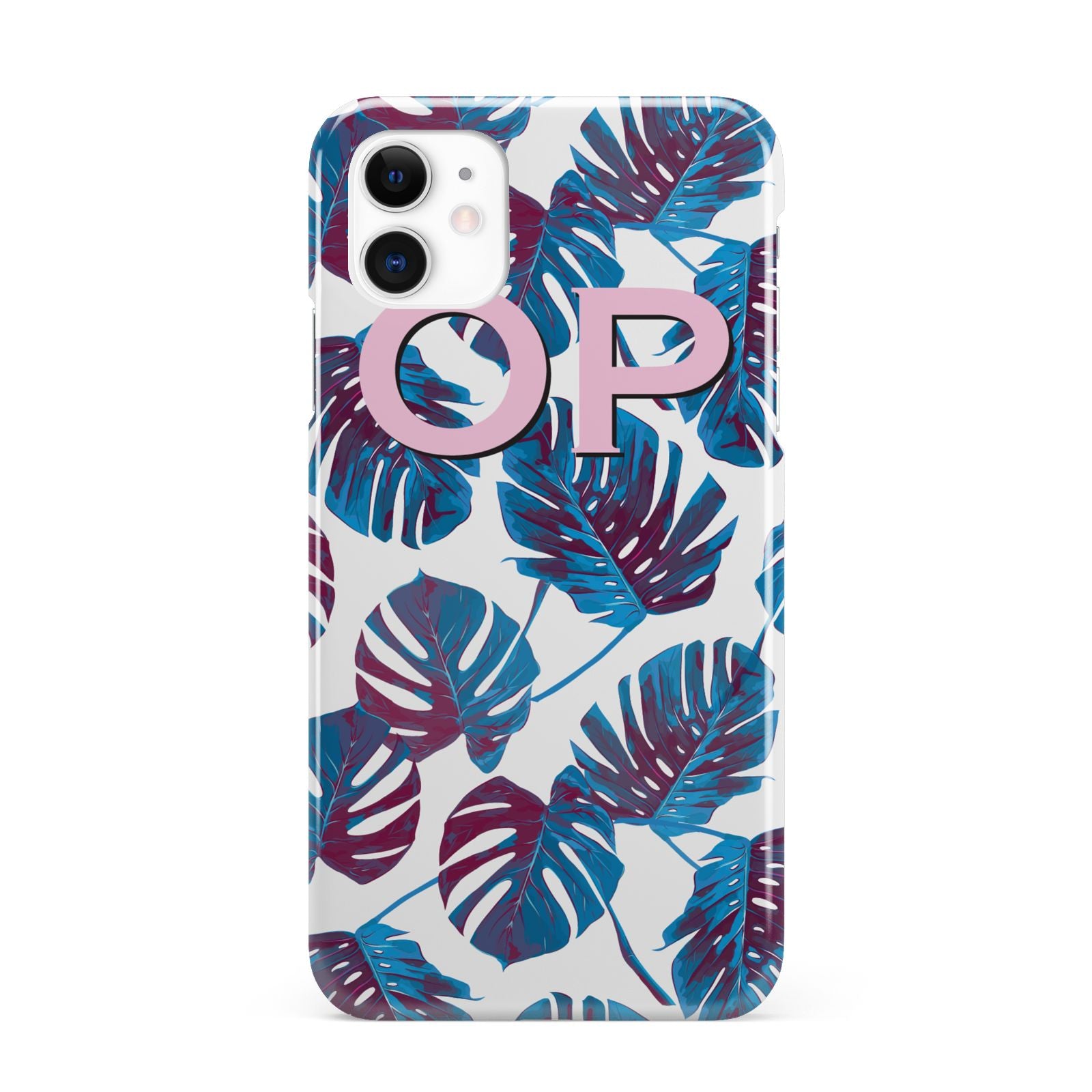 Personalised Blue Monstera Leaves iPhone 11 3D Snap Case