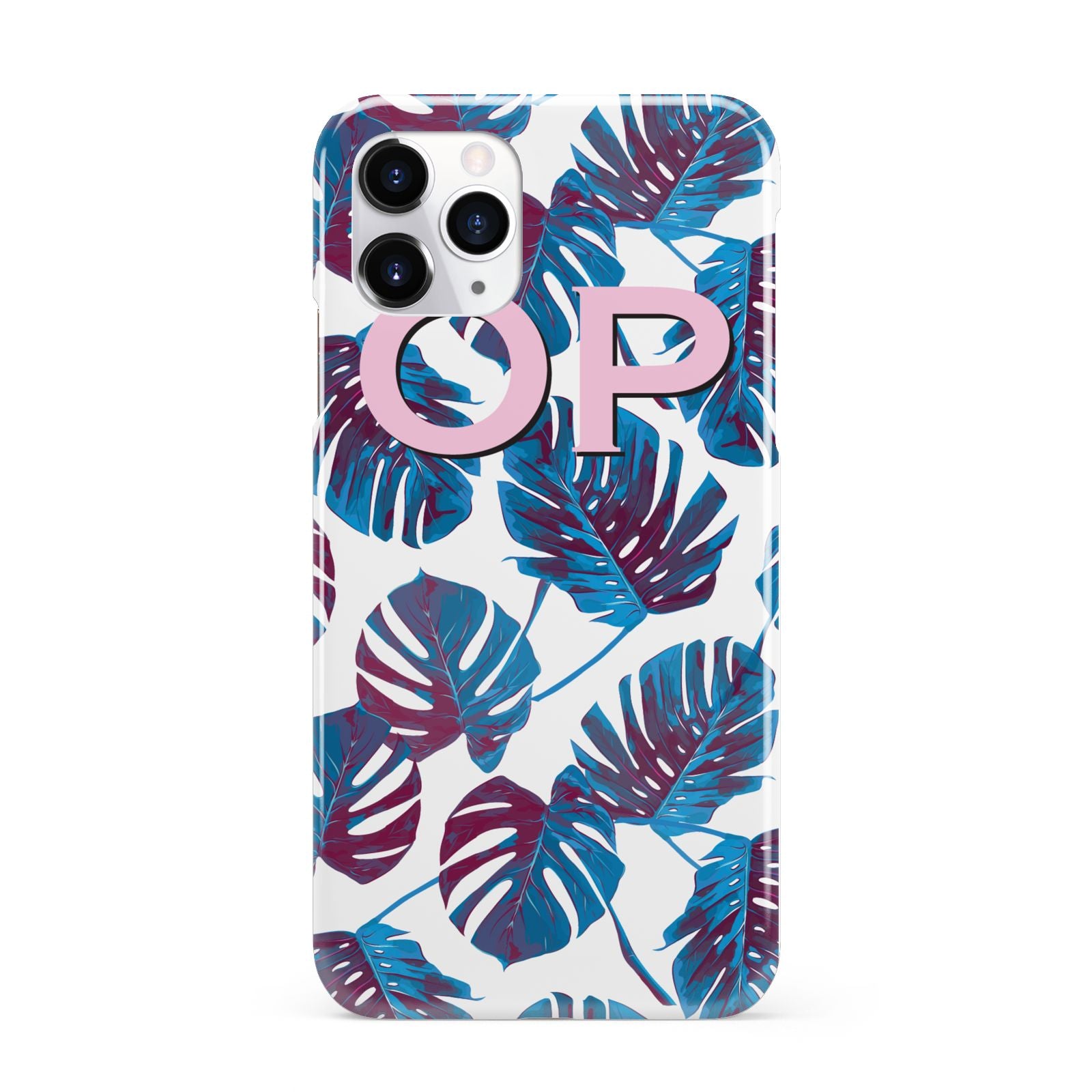 Personalised Blue Monstera Leaves iPhone 11 Pro 3D Snap Case