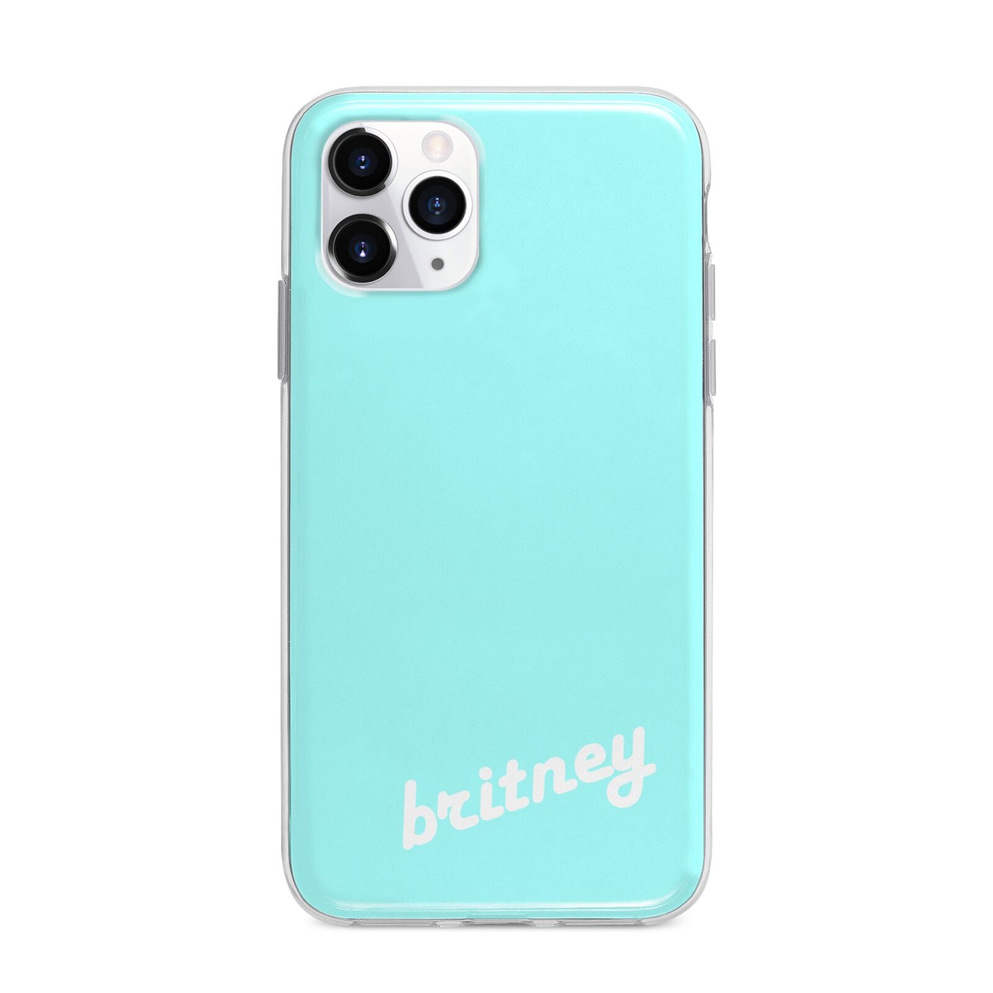 Personalised Blue Name Apple iPhone 11 Pro in Silver with Bumper Case