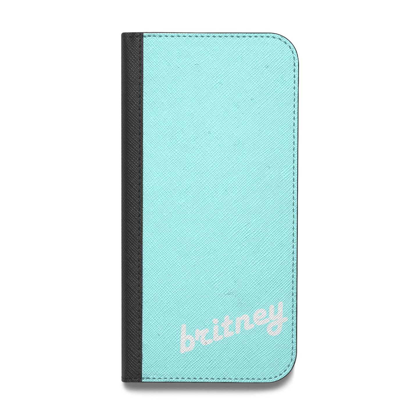 Personalised Blue Name Vegan Leather Flip iPhone Case