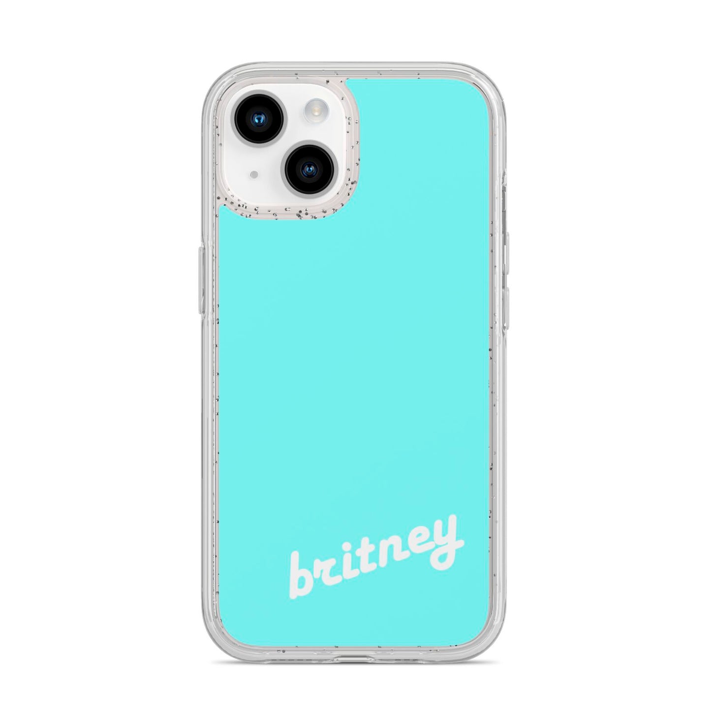 Personalised Blue Name iPhone 14 Glitter Tough Case Starlight