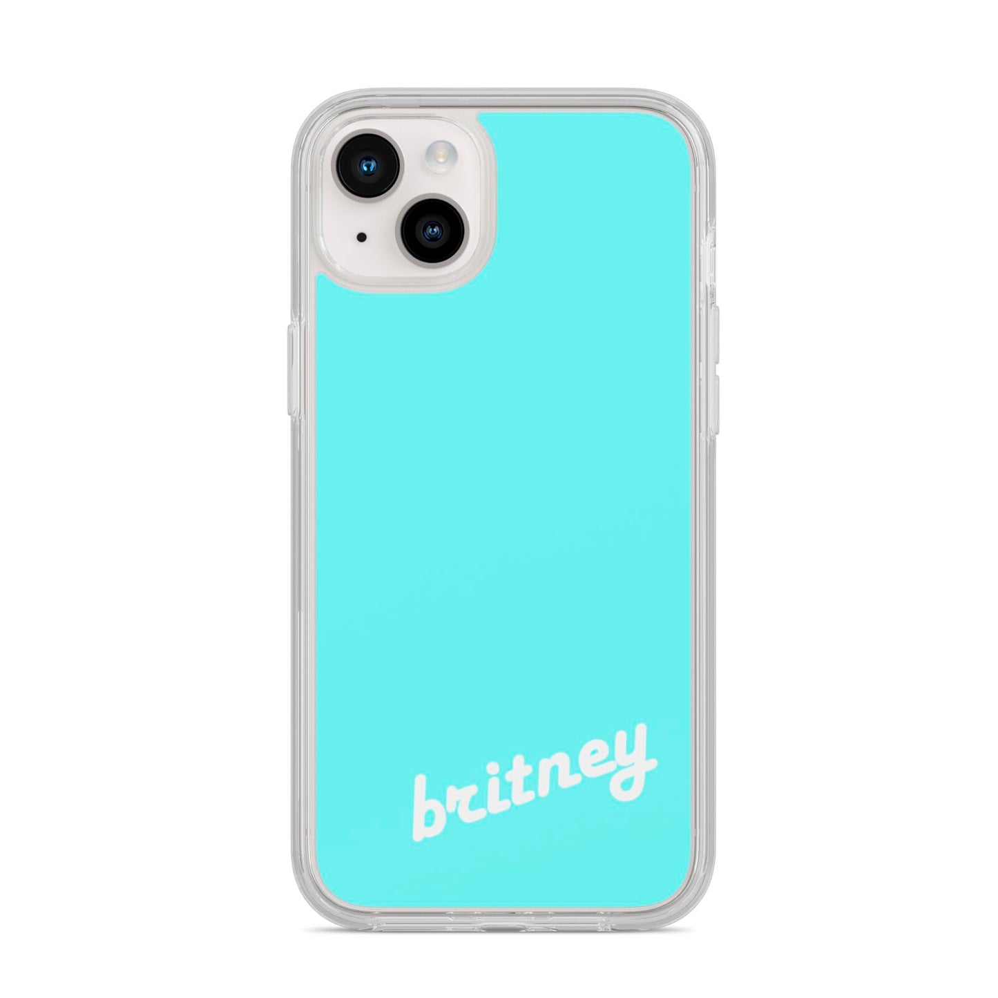 Personalised Blue Name iPhone 14 Plus Clear Tough Case Starlight