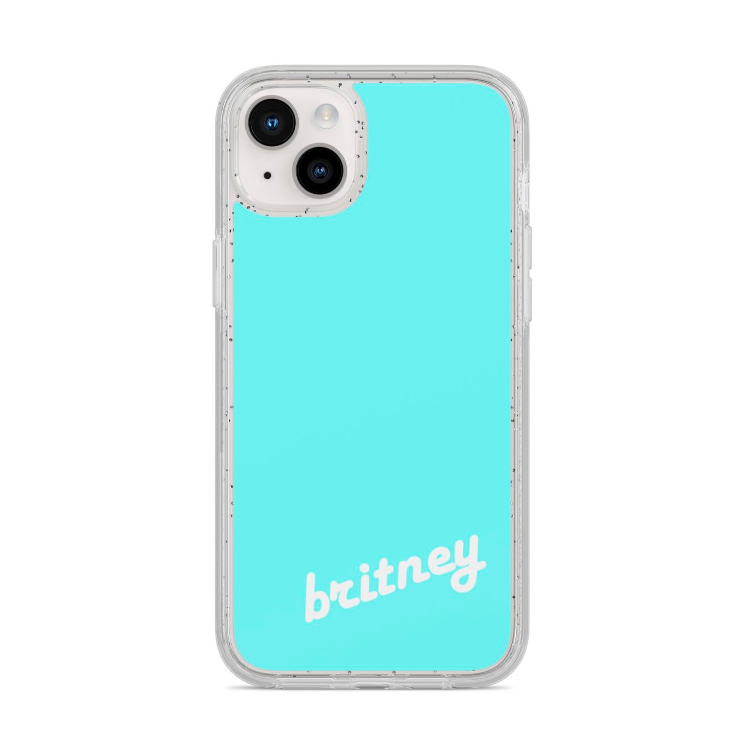 Personalised Blue Name iPhone 14 Plus Glitter Tough Case Starlight