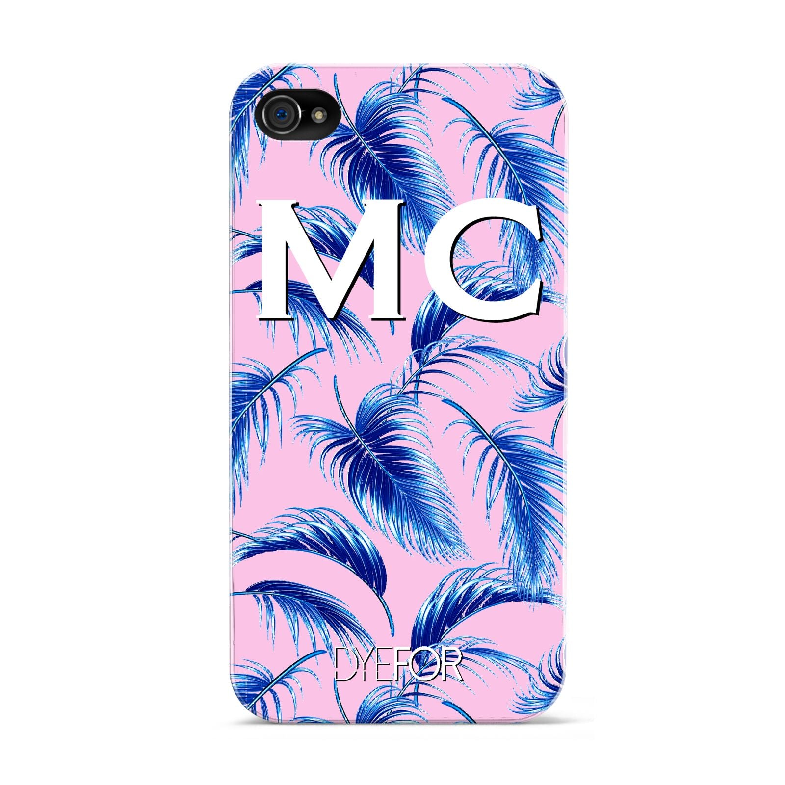 Personalised Blue Pink Palm Leaf Apple iPhone 4s Case