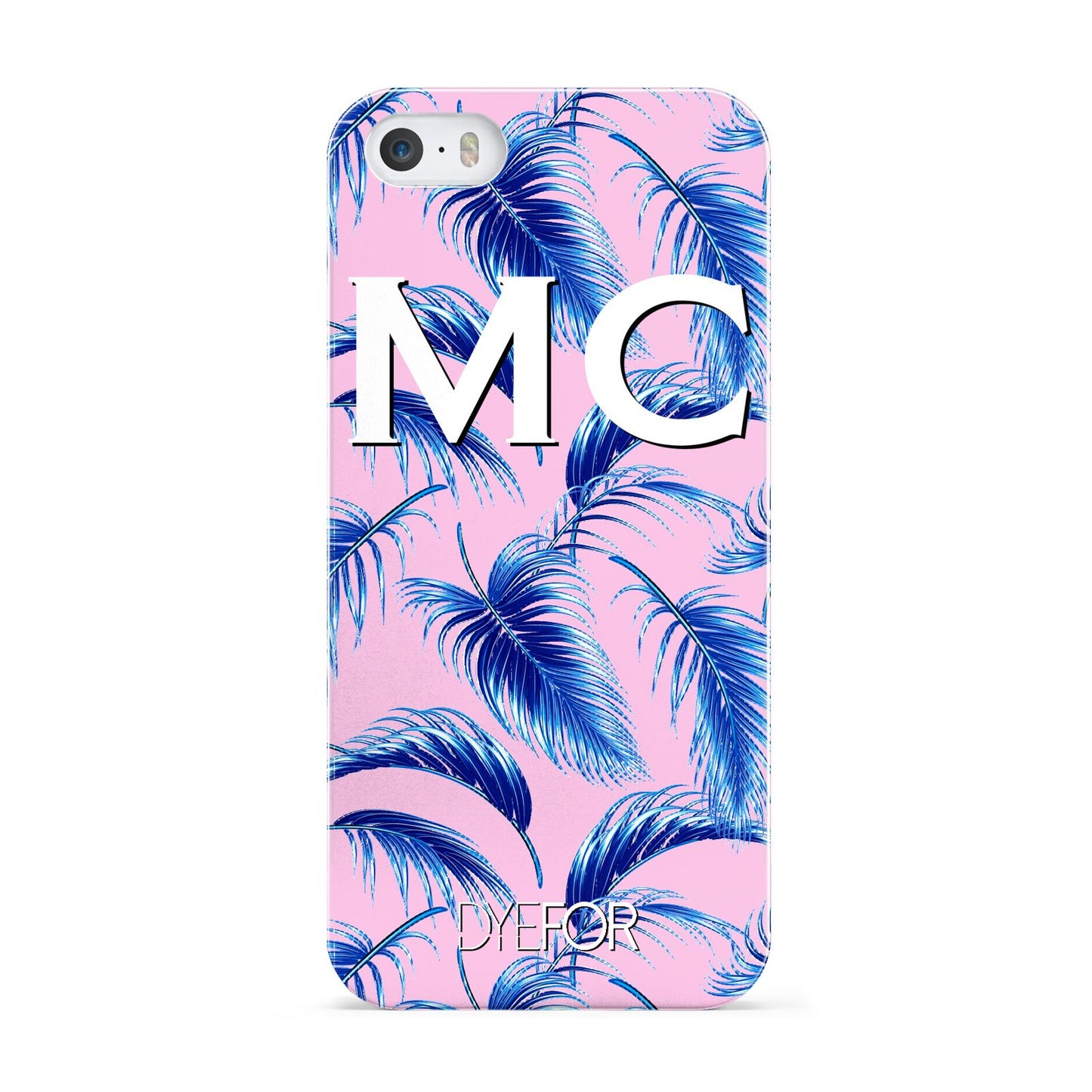 Personalised Blue Pink Palm Leaf Apple iPhone 5 Case