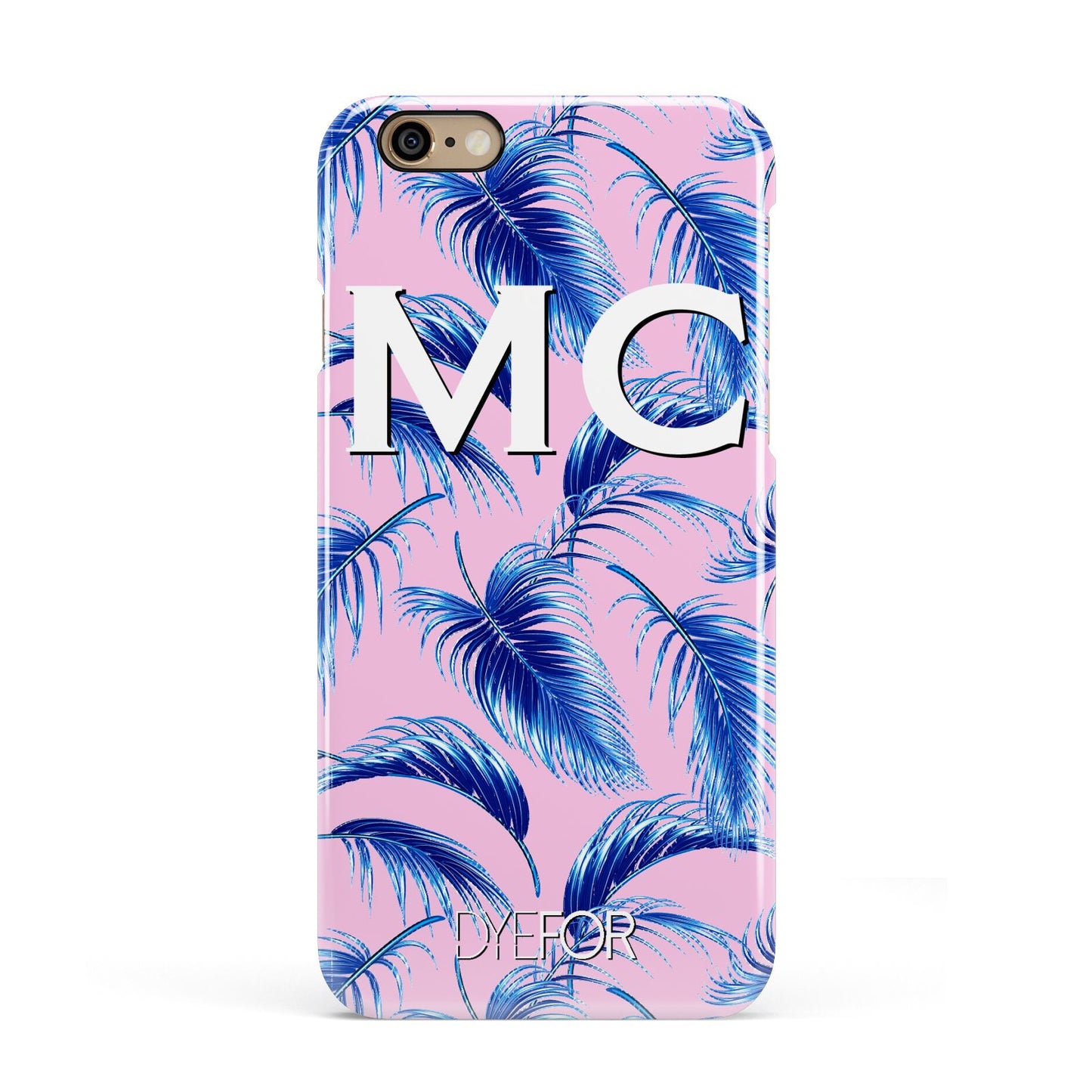 Personalised Blue Pink Palm Leaf Apple iPhone 6 3D Snap Case