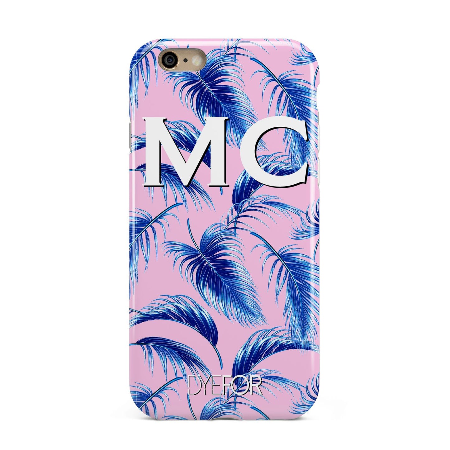 Personalised Blue Pink Palm Leaf Apple iPhone 6 3D Tough Case