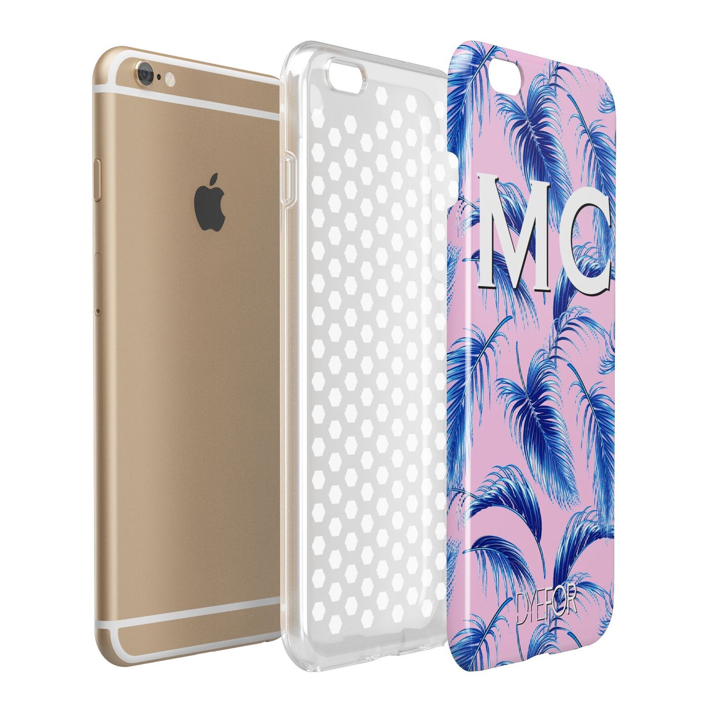 Personalised Blue Pink Palm Leaf Apple iPhone 6 Plus 3D Tough Case Expand Detail Image