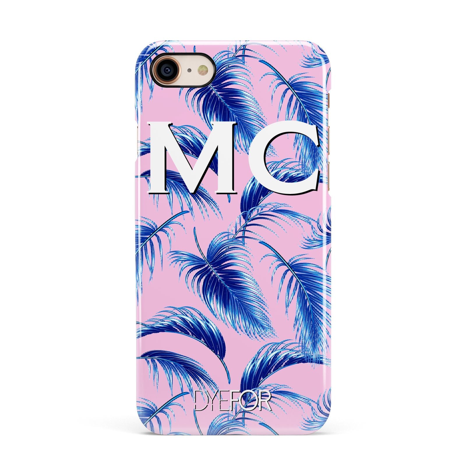 Personalised Blue Pink Palm Leaf Apple iPhone 7 8 3D Snap Case