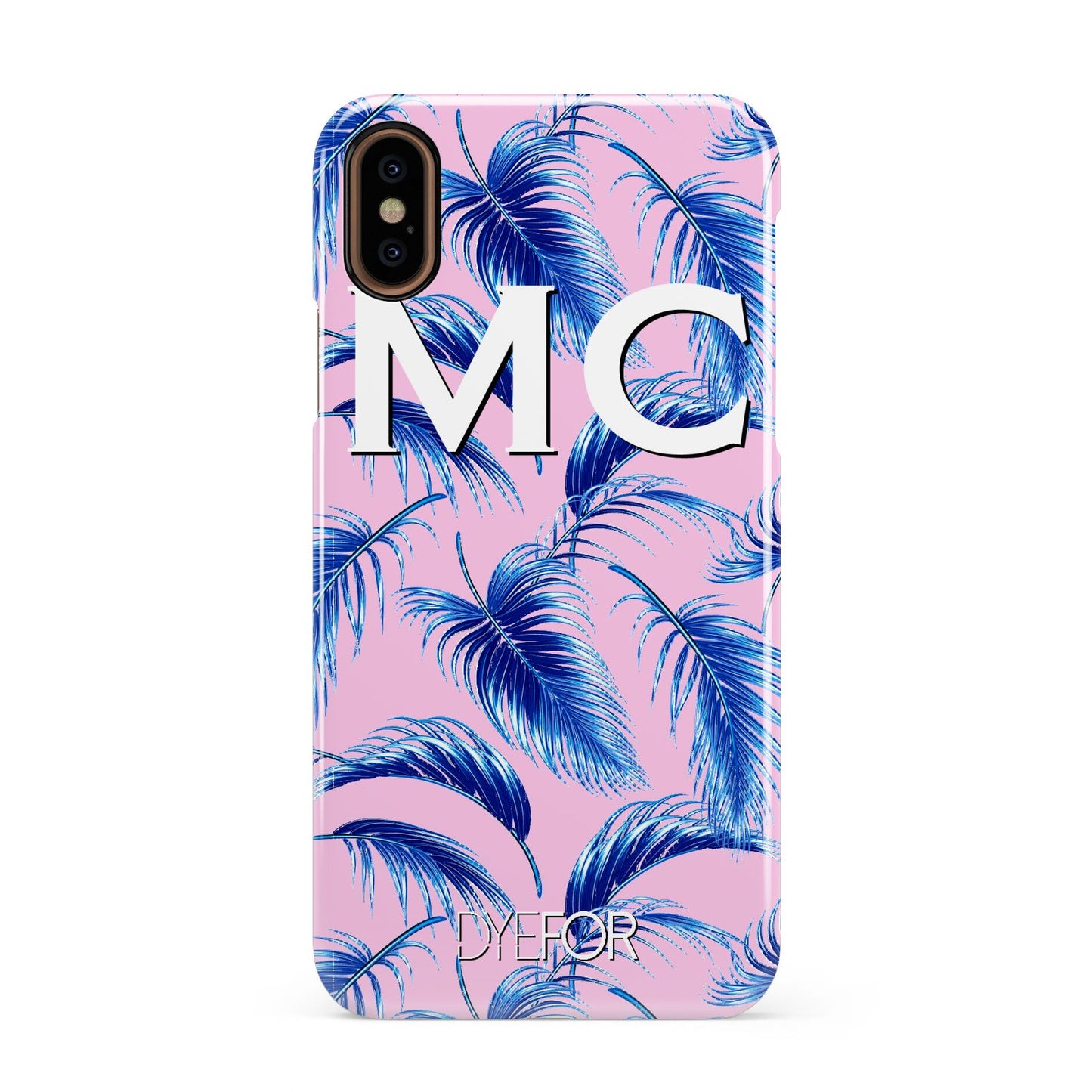 Personalised Blue Pink Palm Leaf Apple iPhone XS 3D Snap Case