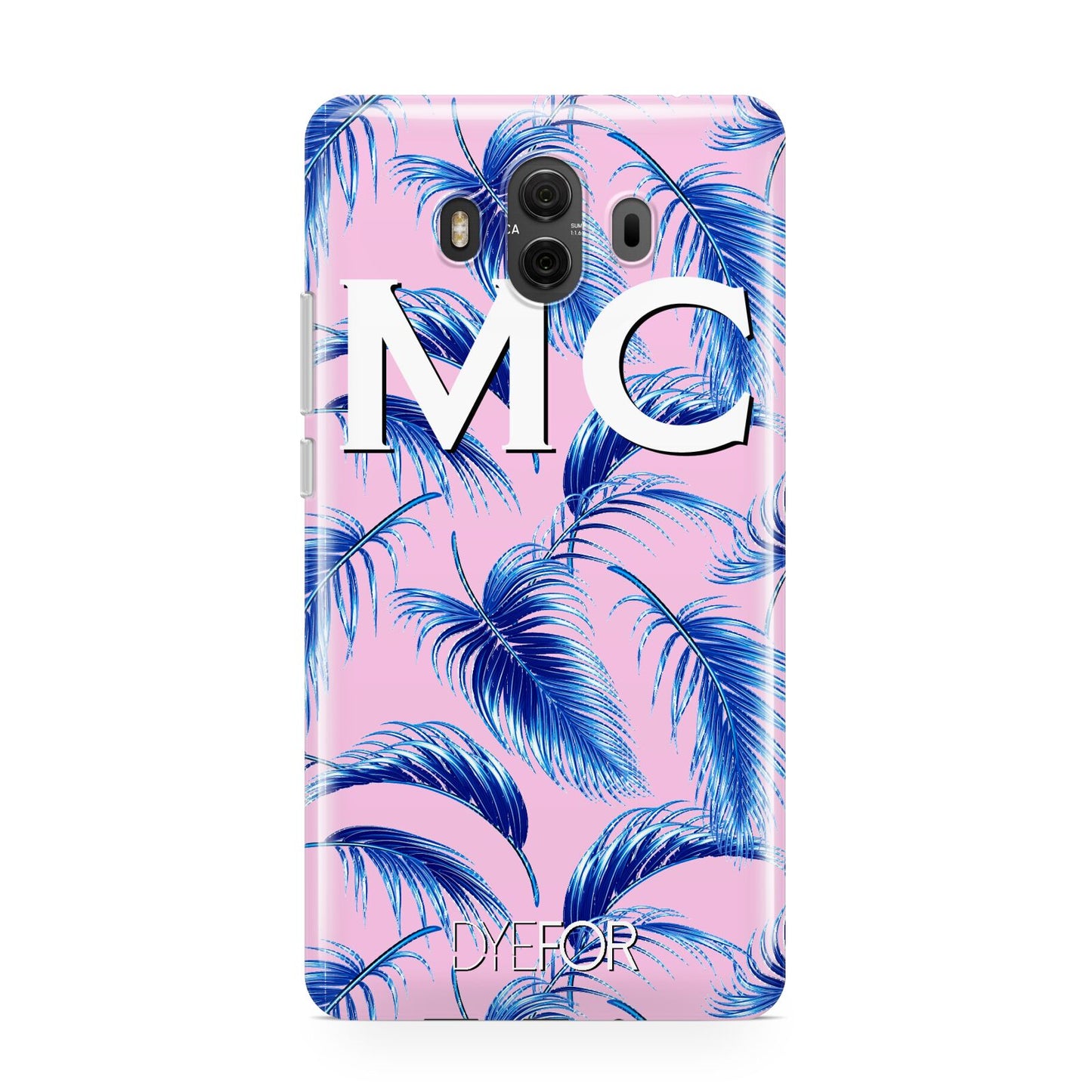 Personalised Blue Pink Palm Leaf Huawei Mate 10 Protective Phone Case