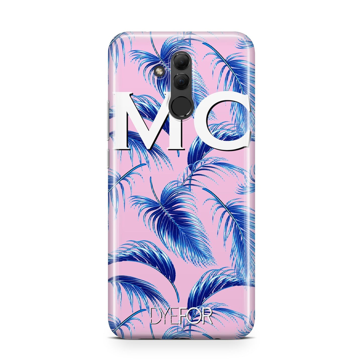 Personalised Blue Pink Palm Leaf Huawei Mate 20 Lite