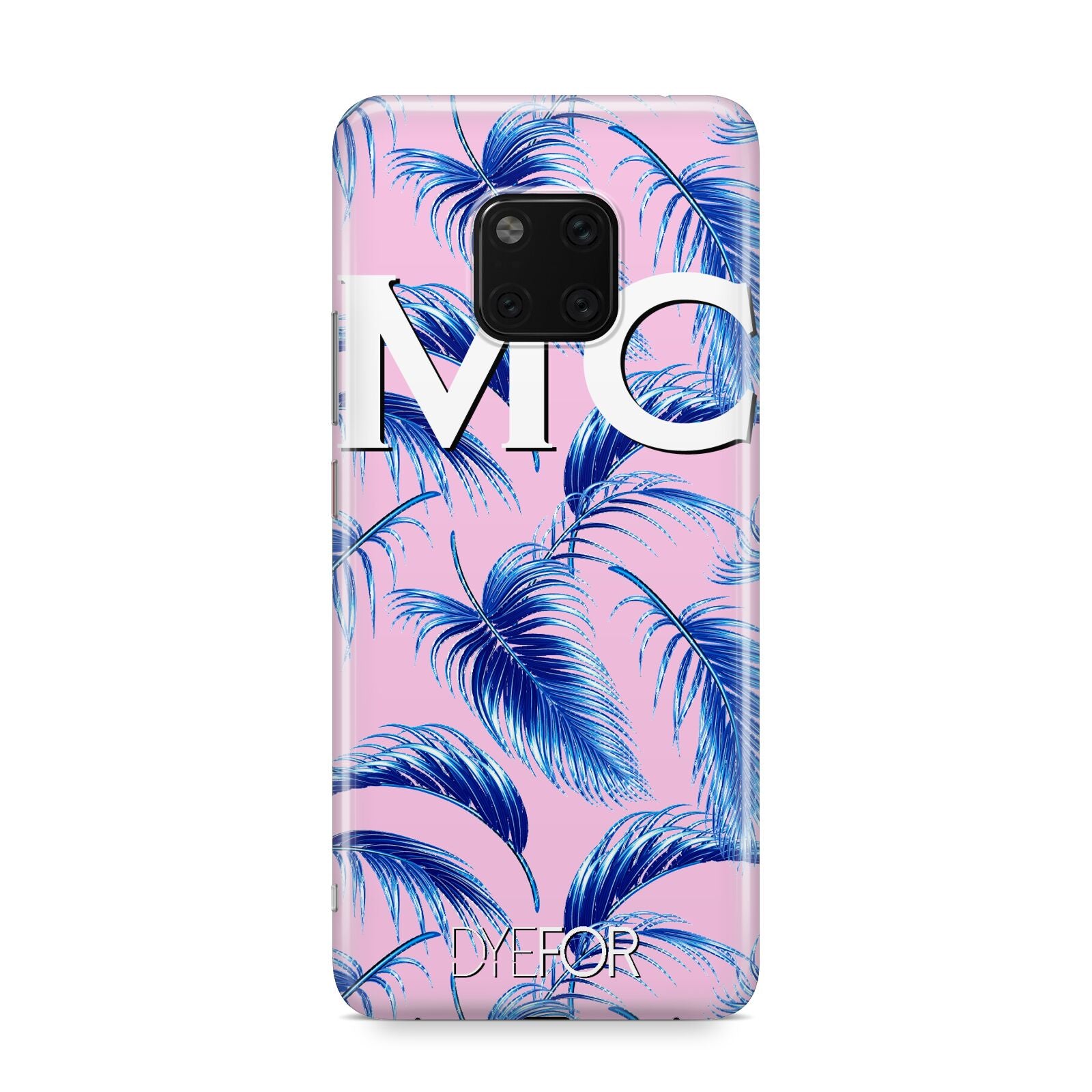 Personalised Blue Pink Palm Leaf Huawei Mate 20 Pro Phone Case