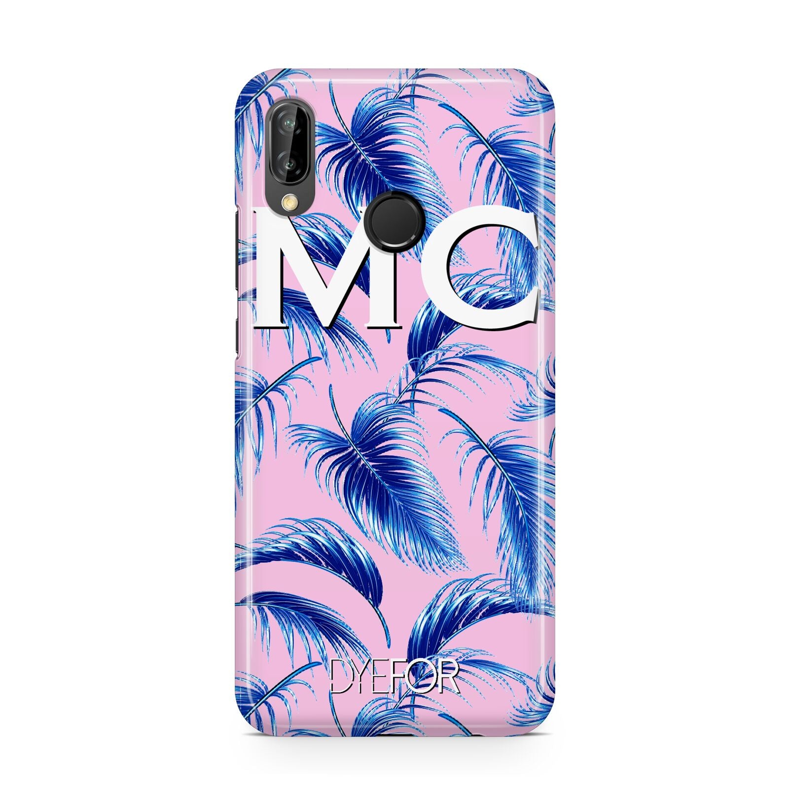 Personalised Blue Pink Palm Leaf Huawei P20 Lite Phone Case