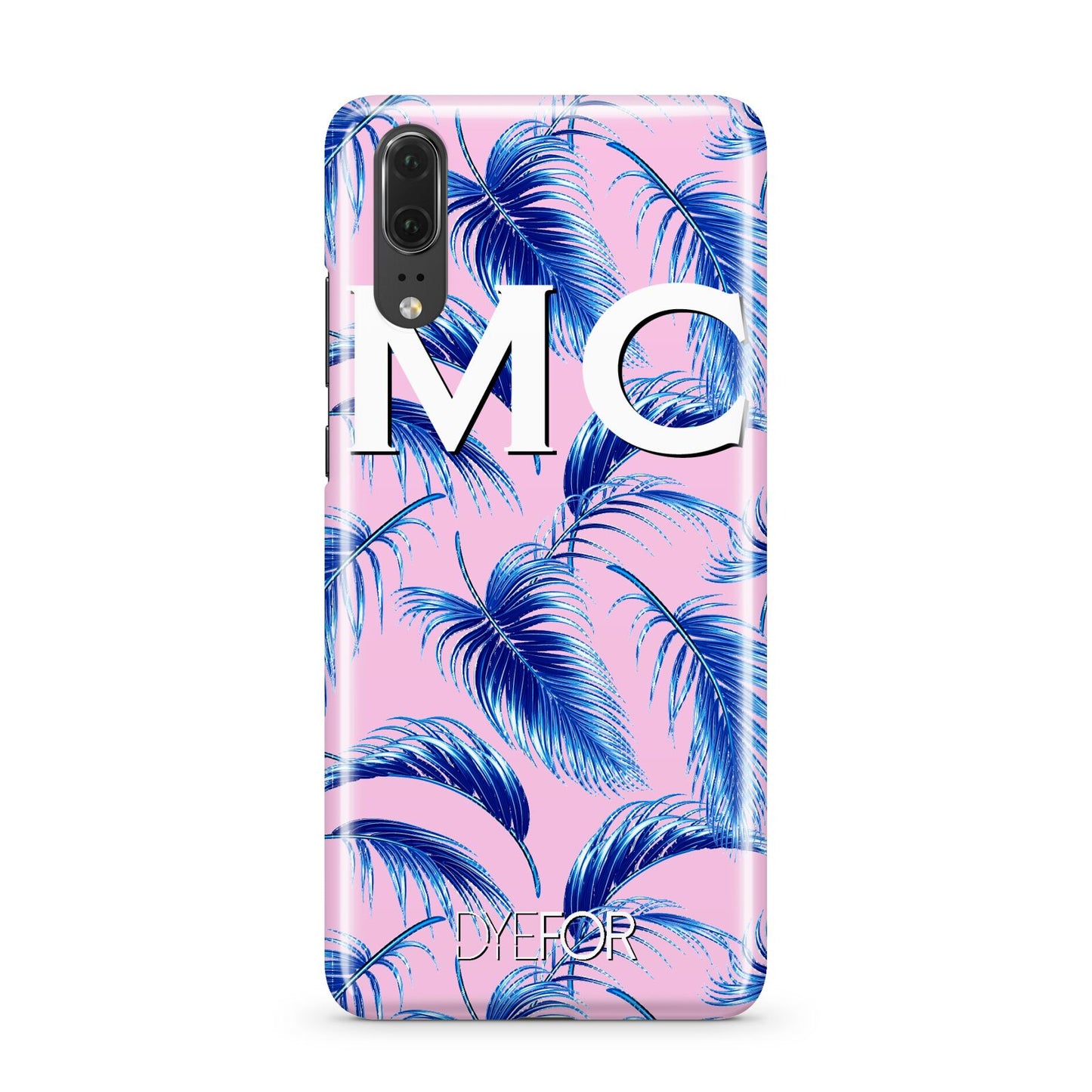 Personalised Blue Pink Palm Leaf Huawei P20 Phone Case