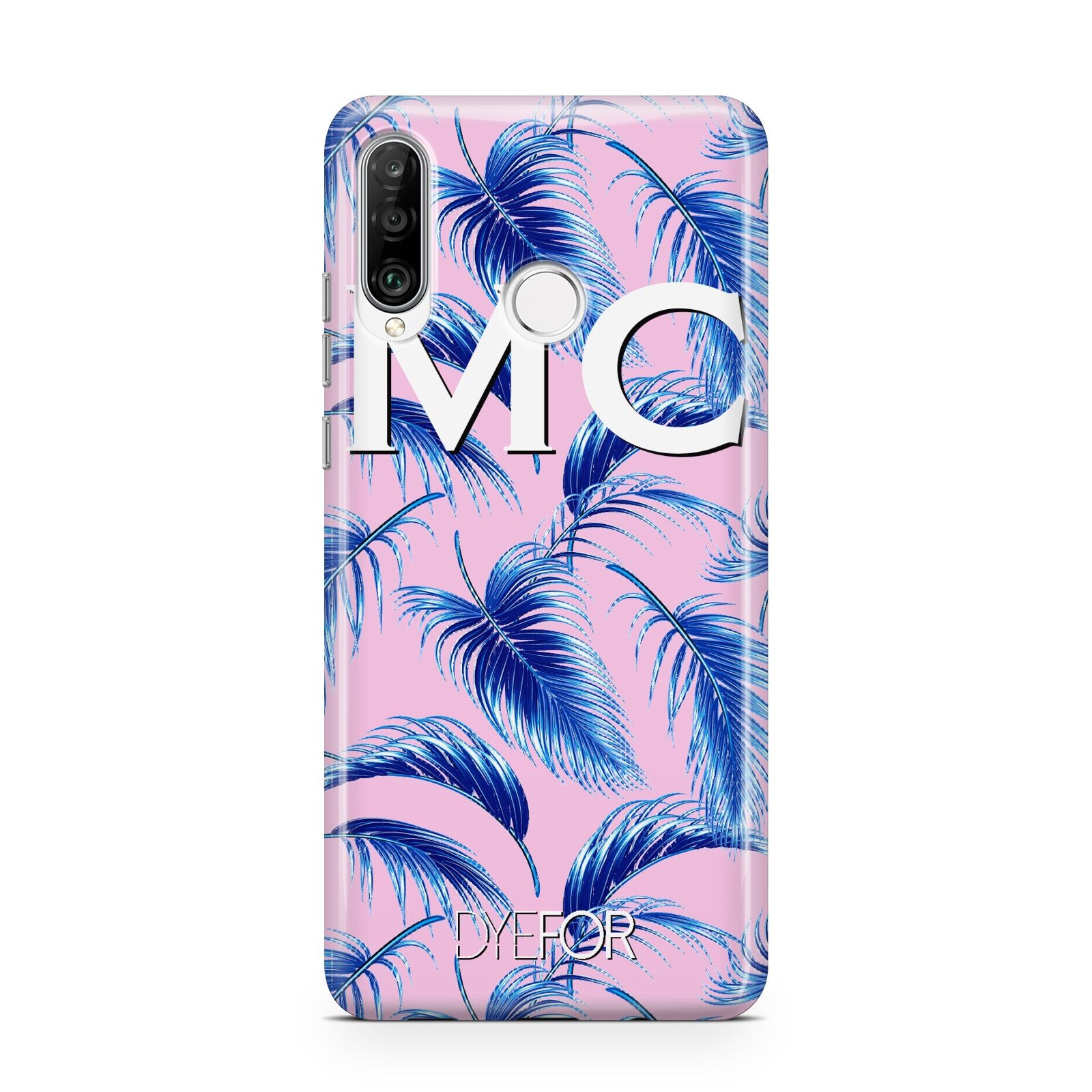 Personalised Blue Pink Palm Leaf Huawei P30 Lite Phone Case