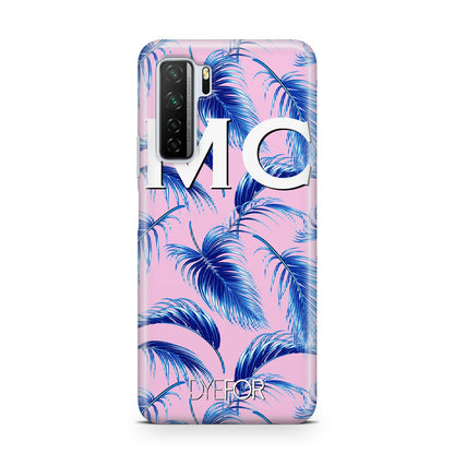 Personalised Blue Pink Palm Leaf Huawei P40 Lite 5G Phone Case