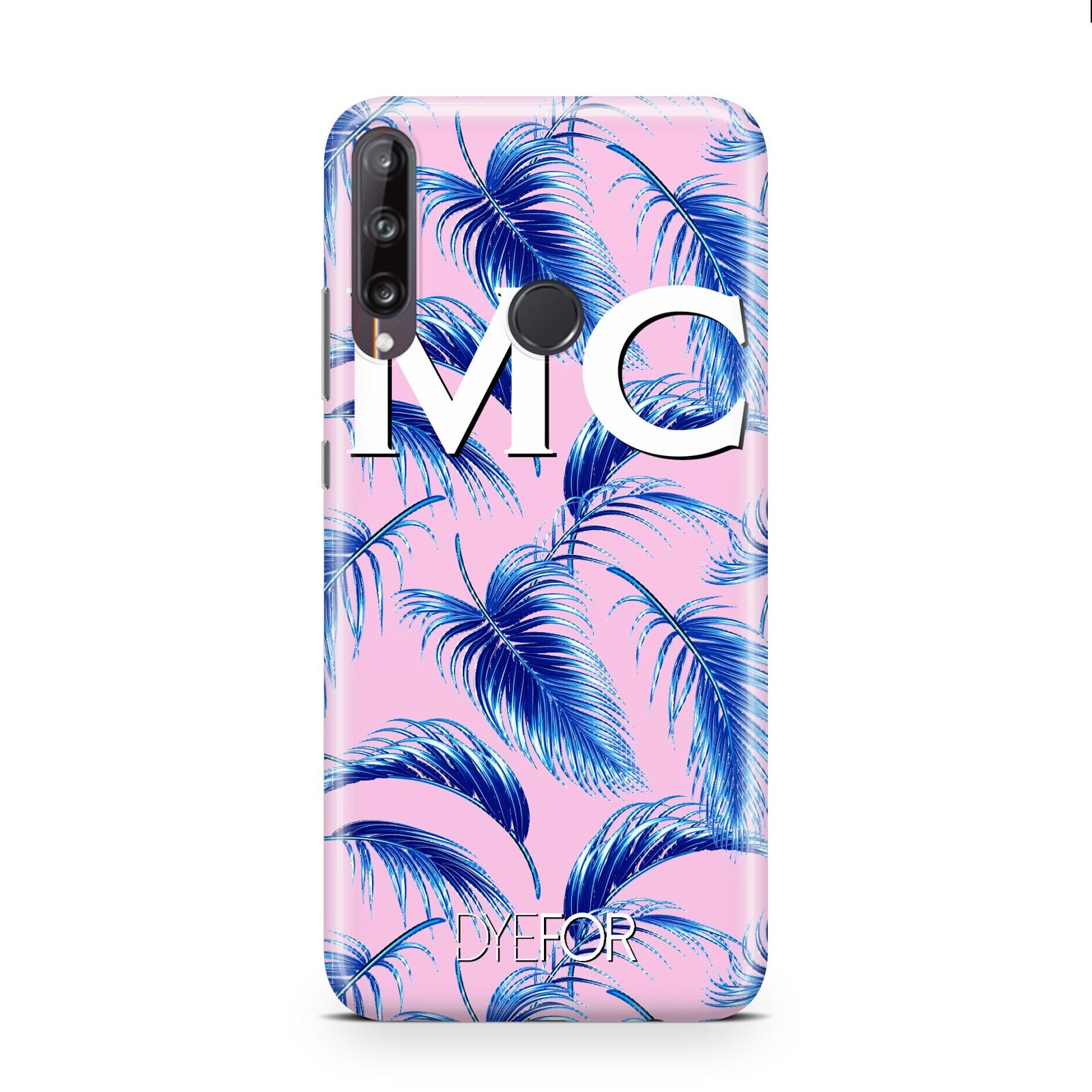 Personalised Blue Pink Palm Leaf Huawei P40 Lite E Phone Case