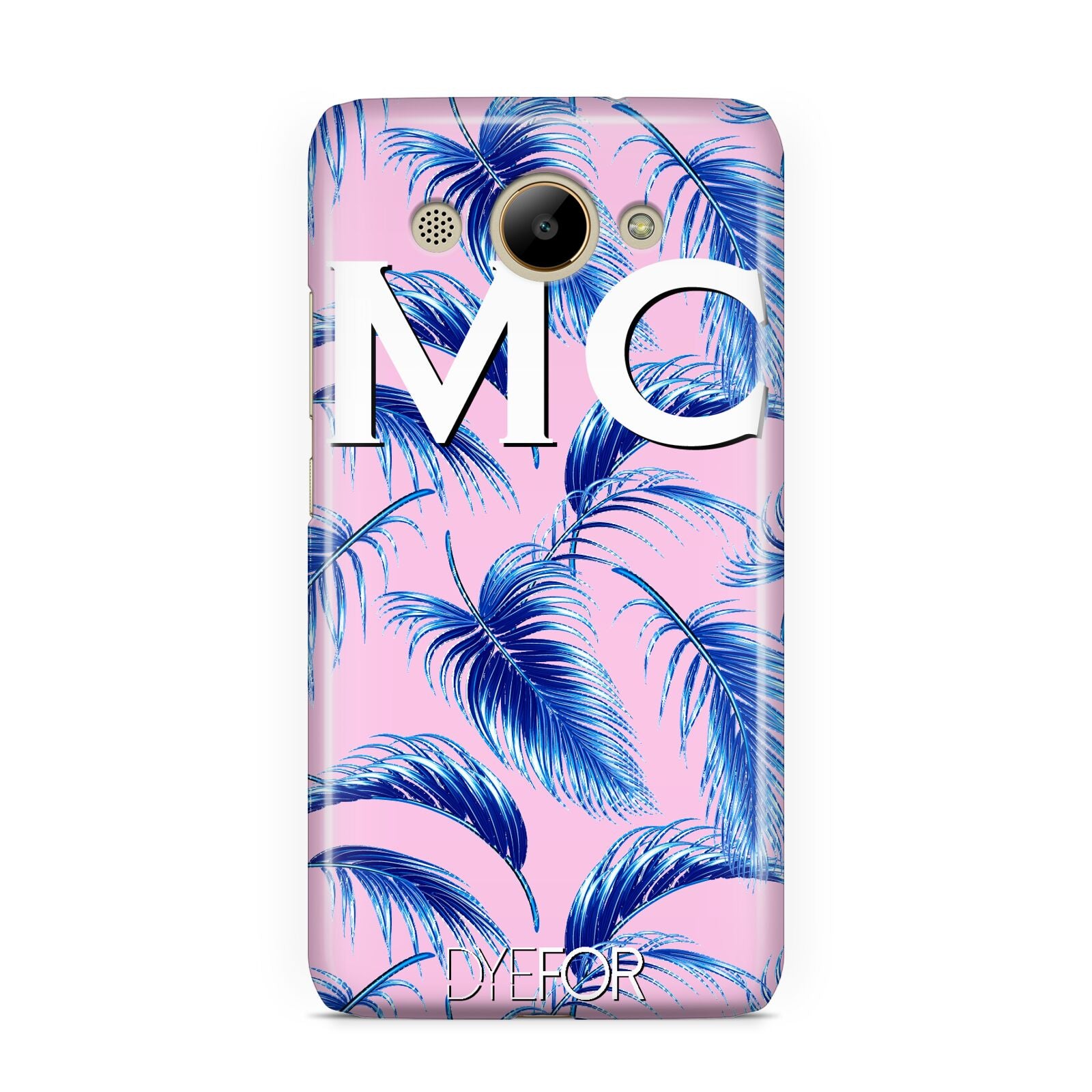 Personalised Blue Pink Palm Leaf Huawei Y3 2017