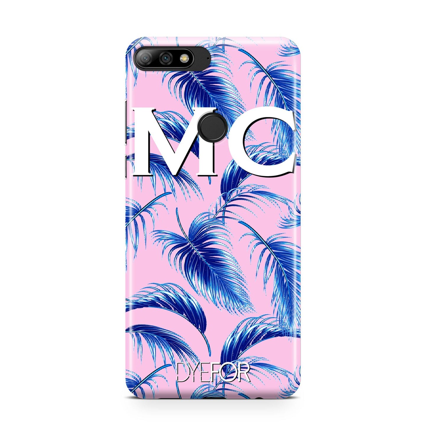 Personalised Blue Pink Palm Leaf Huawei Y7 2018