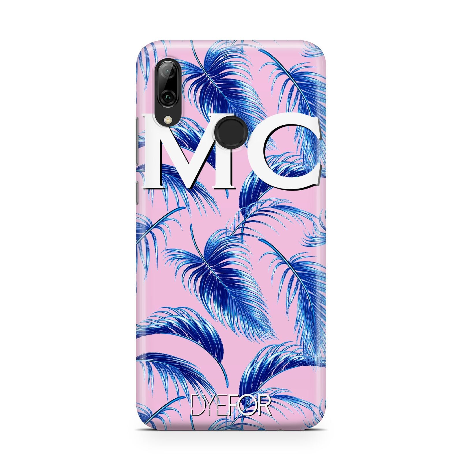 Personalised Blue Pink Palm Leaf Huawei Y7 2019