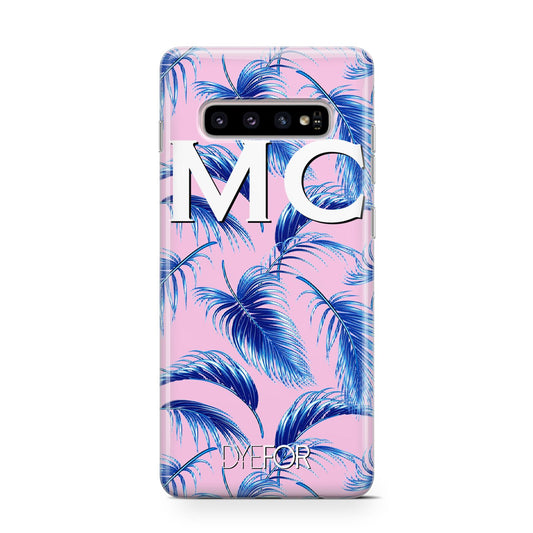 Personalised Blue Pink Palm Leaf Protective Samsung Galaxy Case