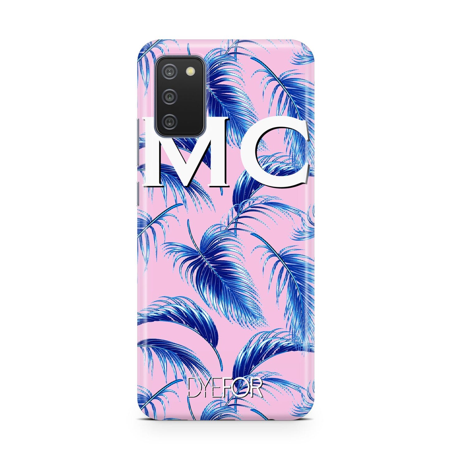 Personalised Blue Pink Palm Leaf Samsung A02s Case