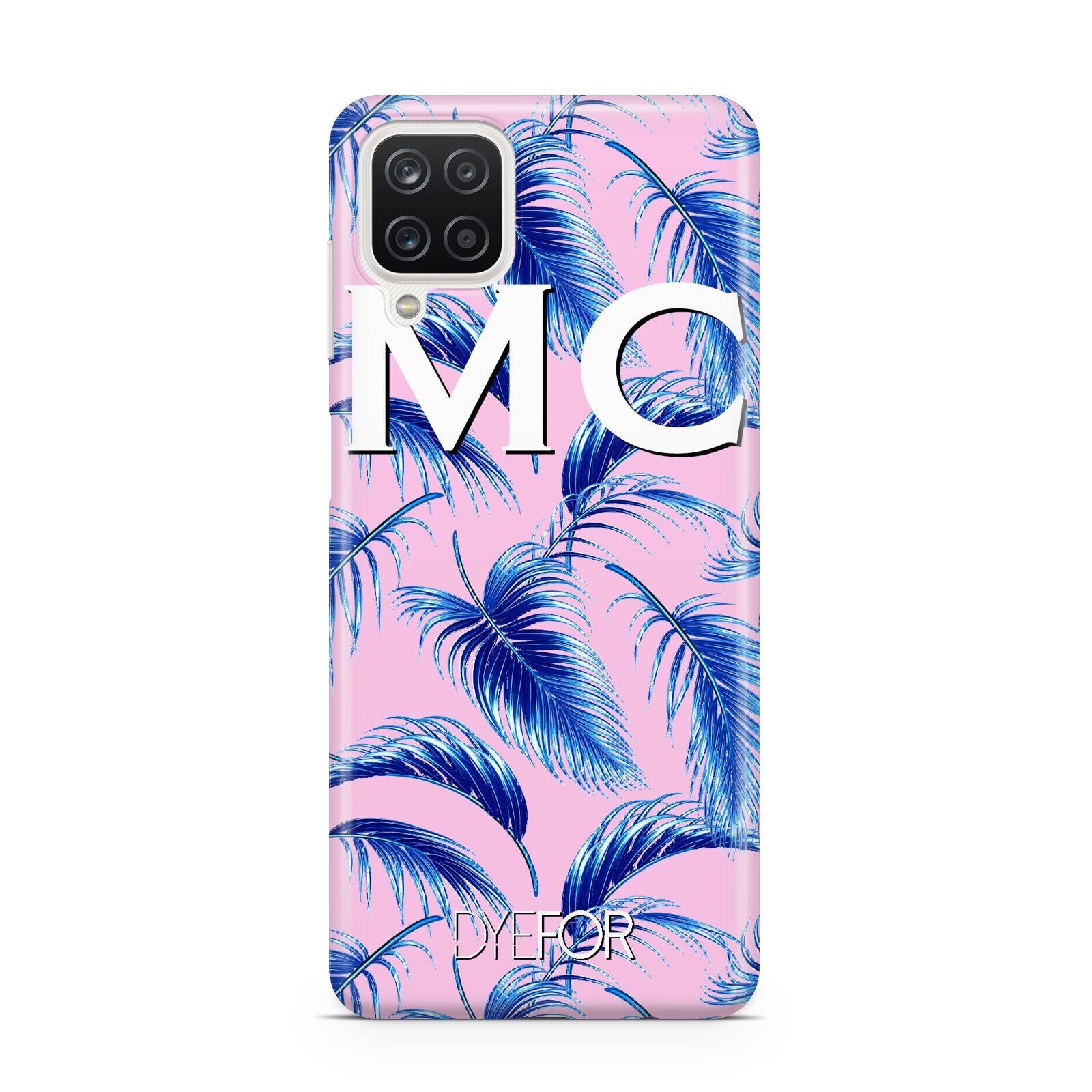 Personalised Blue Pink Palm Leaf Samsung A12 Case