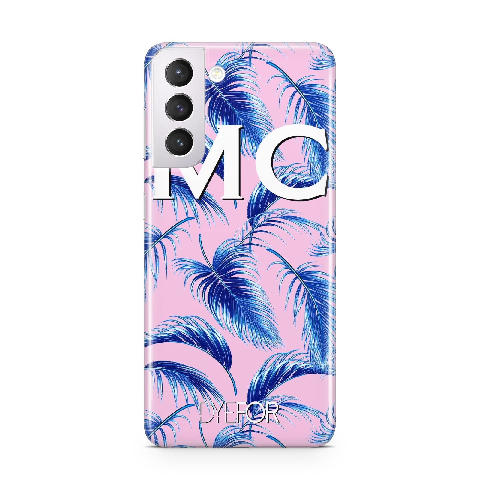 Personalised Blue Pink Palm Leaf Samsung S21 Case