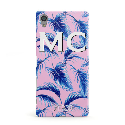 Personalised Blue Pink Palm Leaf Sony Xperia Case