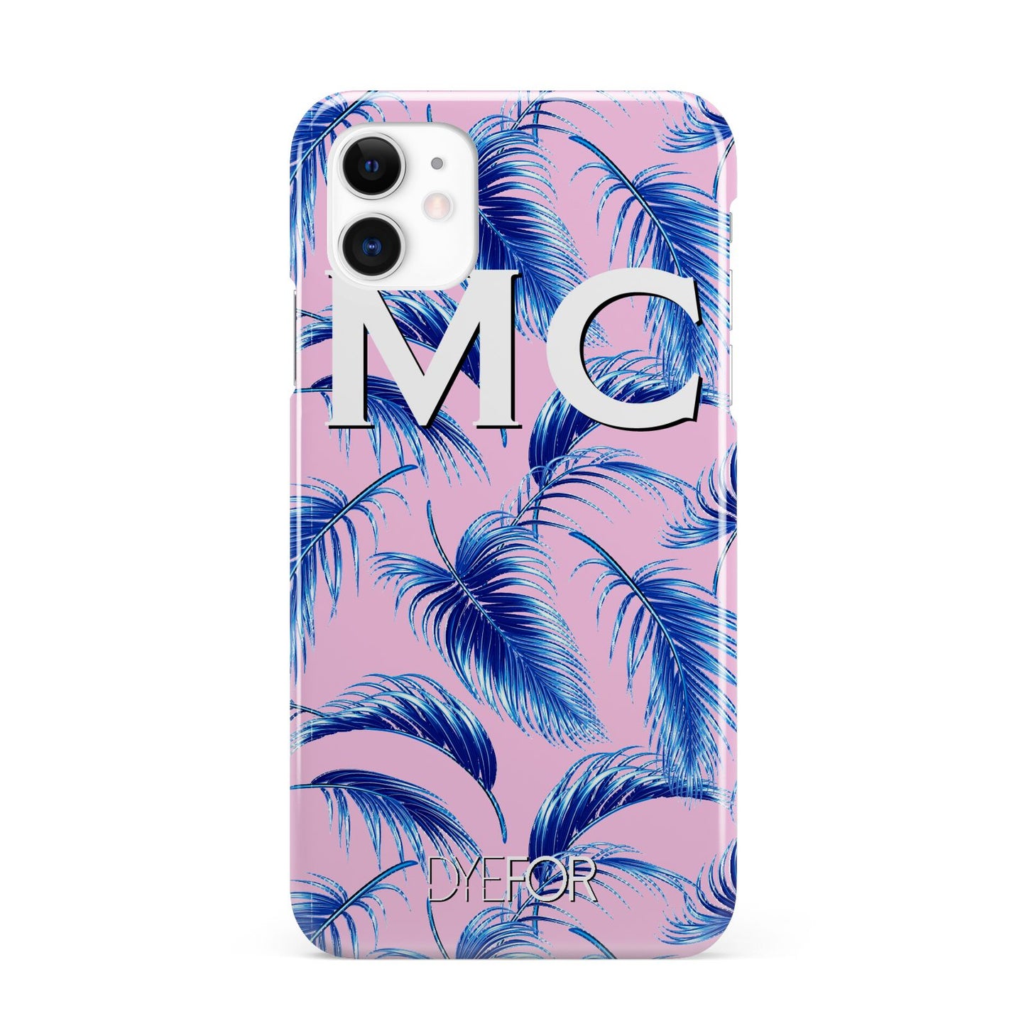 Personalised Blue Pink Palm Leaf iPhone 11 3D Snap Case