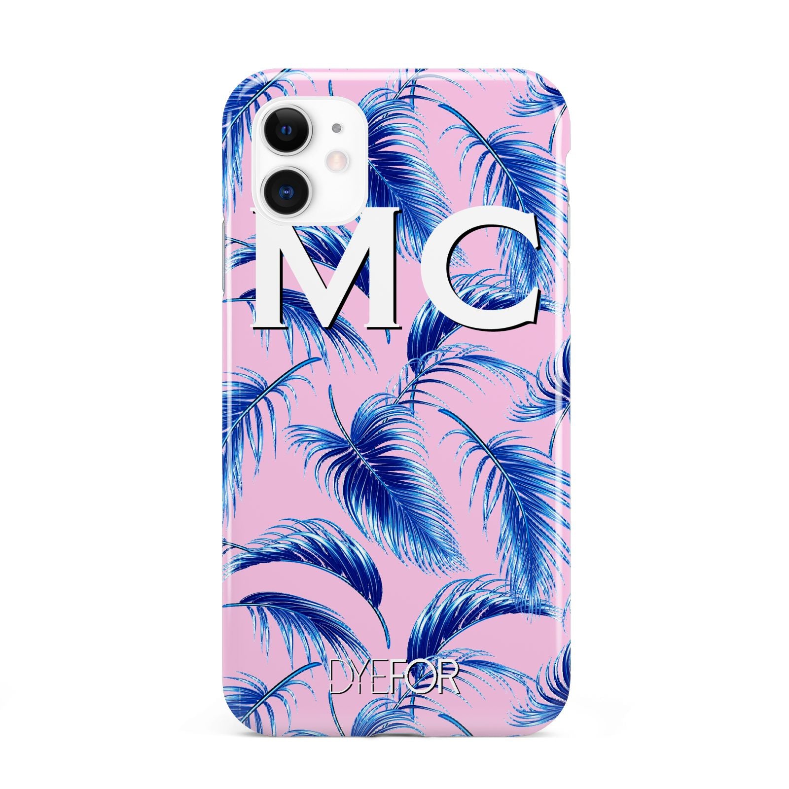 Personalised Blue Pink Palm Leaf iPhone 11 3D Tough Case